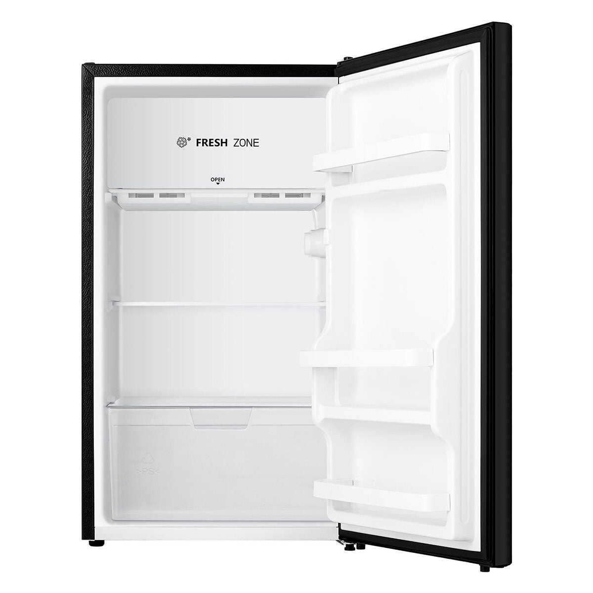 Hisense 124L bar fridge - black, Fresh Zone, large crisper, LED light, reversible door - HRBF126B
