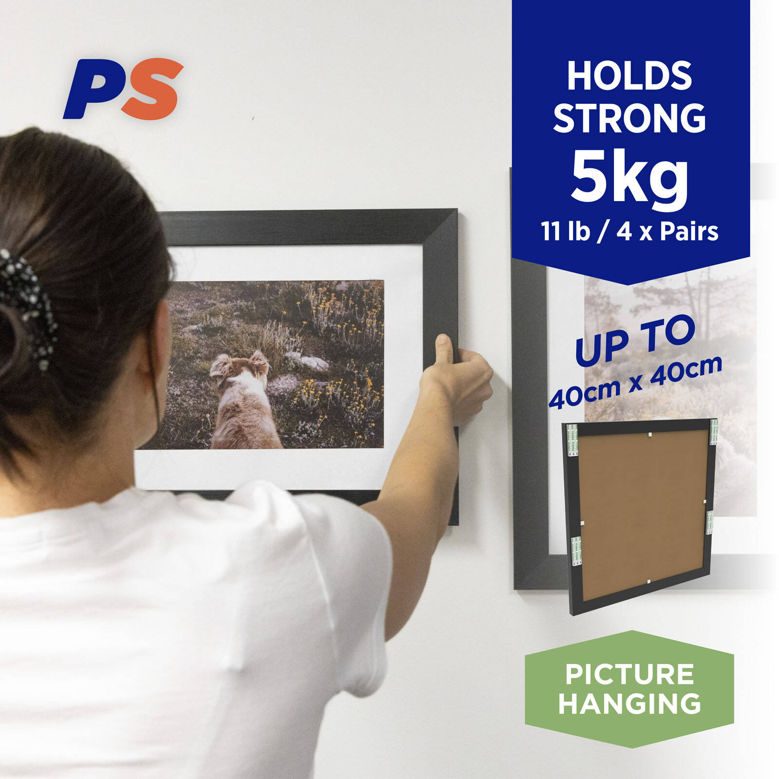 Permastik Large White Picture Strips - 12 Pairs Self-Adhesive Plastic
