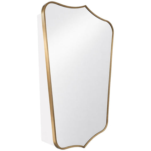 Turner Hastings Mayer Shield Bathroom Mirror Shaving Cabinet - Brushed Brass, Soft Close - MA407SC-BB