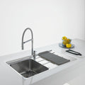 Franke Aton single bowl sink with right hand drainer - 18/10 stainless steel, push button waste - ANX211RHD