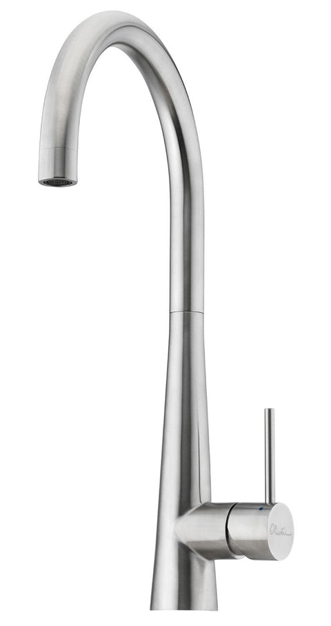 Oliveri Essente gooseneck mixer tap - Stainless Steel, swivel spout, WELS 4 Star 7.5L per minute - SS2520