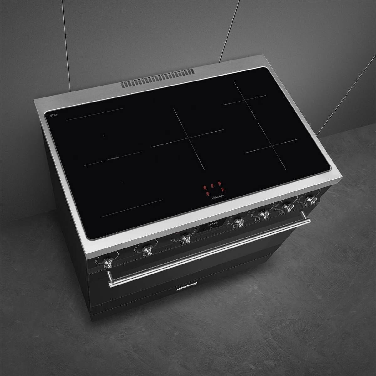 Smeg 90cm Freestanding Induction Oven - Matte Black, 5 Cooking Zones, Ever Clean Enamel - C9IMMB2