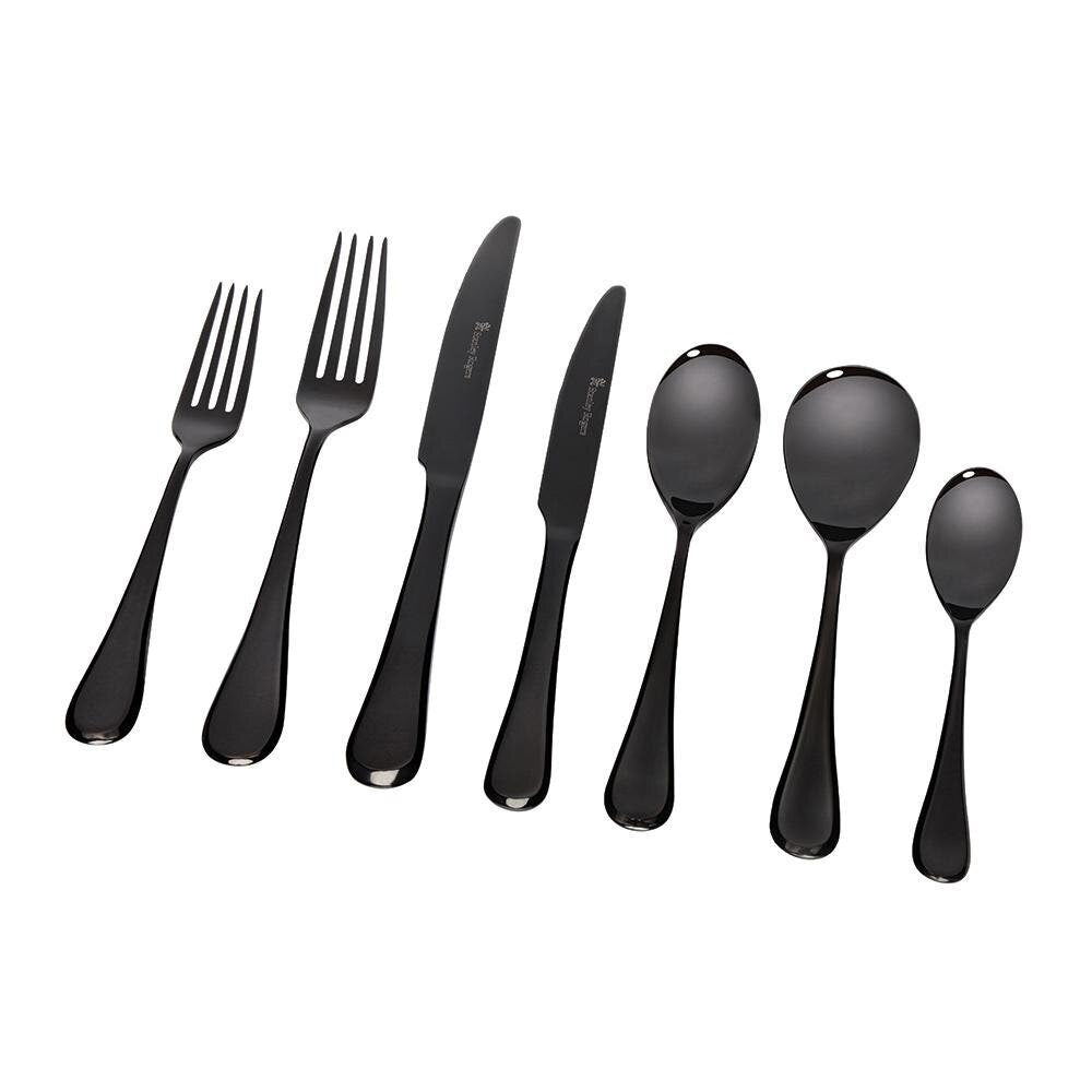 Stanley Rogers Chelsea Onyx 56 piece cutlery set - black titanium coated, formal setting for eight - 50560