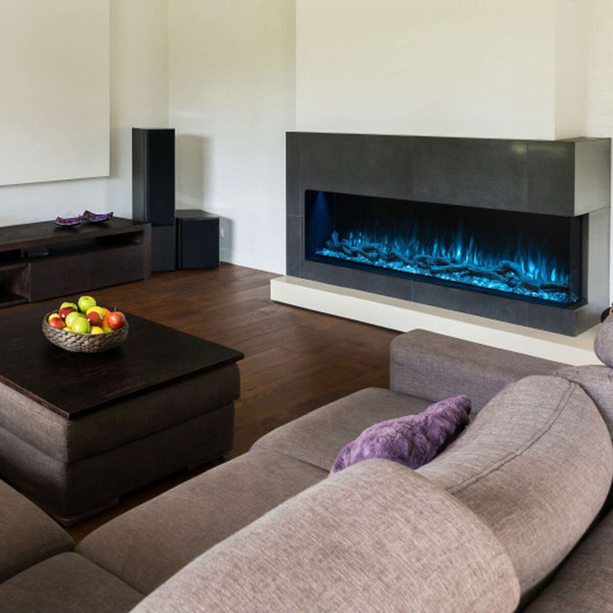 Modern Flames Landscape Pro Multi 96" Built-In Electric Fireplace - Hybrid-FX Flames, Black - LPM-9616-INT