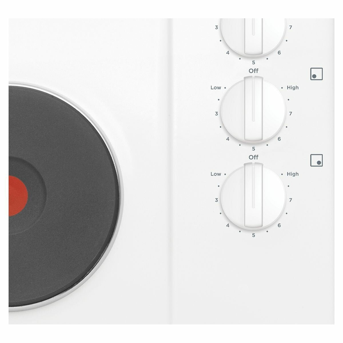 Westinghouse 60cm electric cooktop - 4 solid hotplates, white enamel finish, 9 power levels - WHS642WC