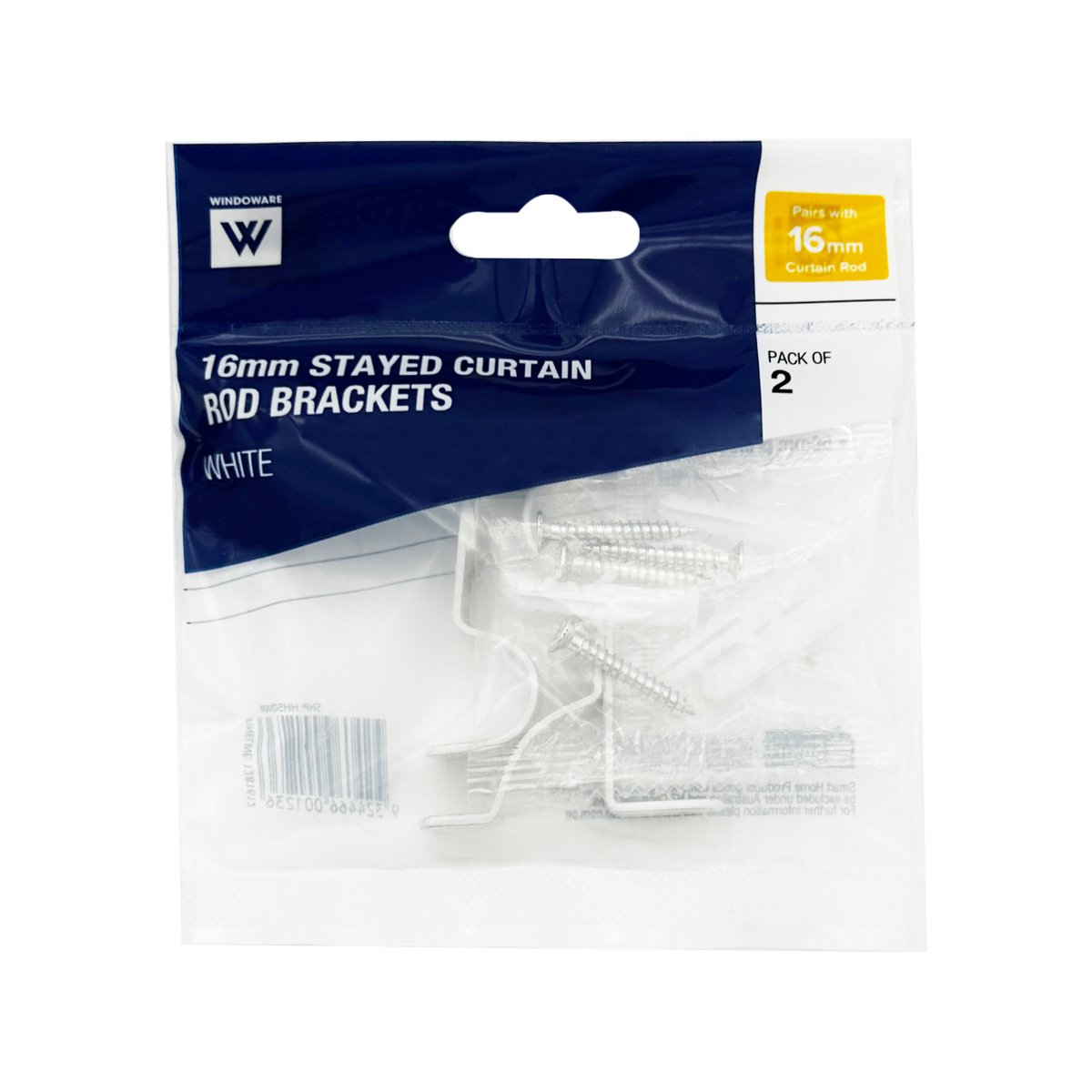 Windoware 50mm White Single Stayed Curtain Rod Bracket 2 Pack - SuperSaverAU - view 4