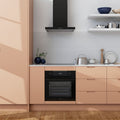 Haier 60cm black canopy rangehood - 700m³/h extraction, 3 fan speeds, dishwasher-safe mesh filters - HC60BLB1