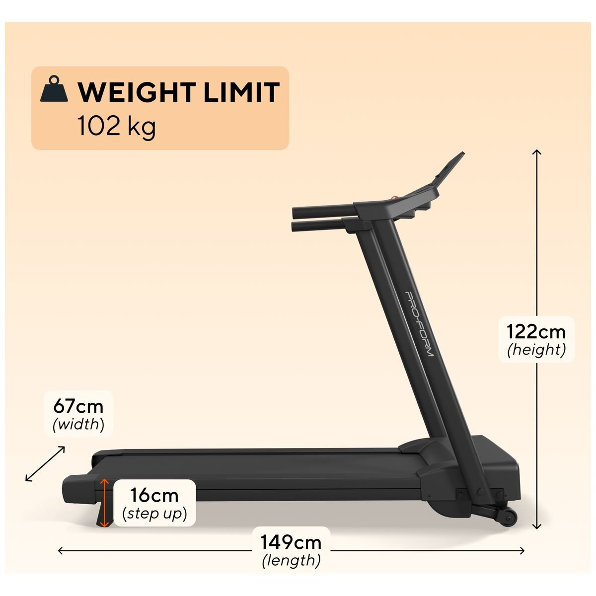 ProForm Carbon Sport Treadmill - 1.86 CHP Motor, 10% Powered Incline, 5 inch Console - PFTL38825-INT