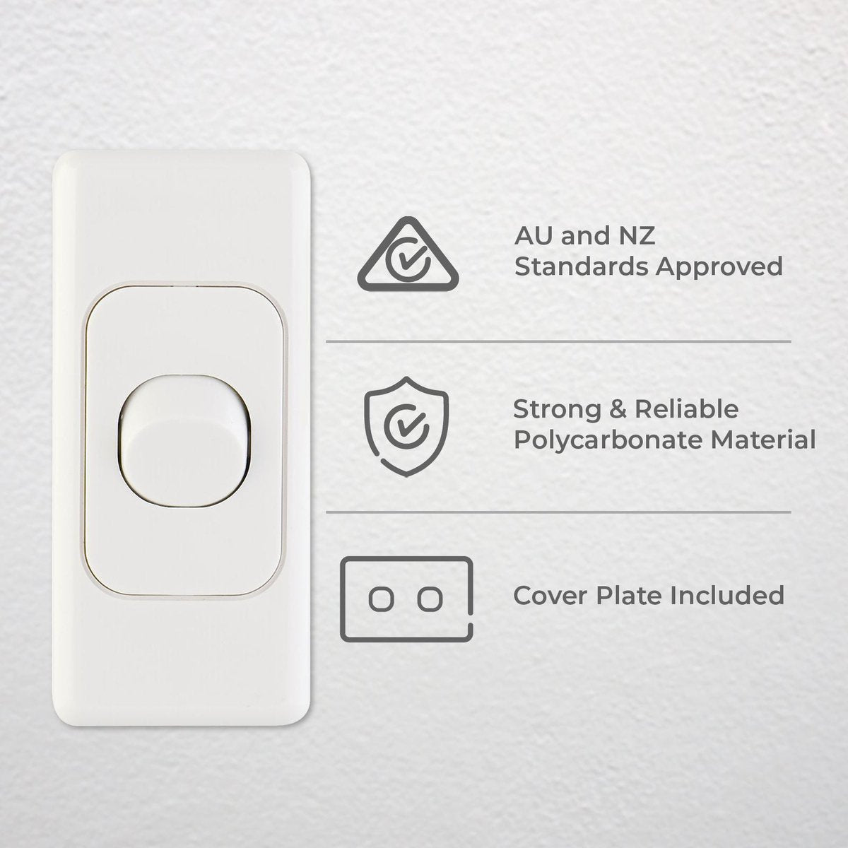 Deta Single Architrave Switch - 34mm x 10mm x 75mm - Polycarbonate - Clip-On Design - SuperSaverAU - view 2