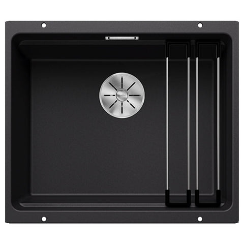 Blanco Etagon 500-U single bowl undermount sink - SILGRANIT black, Etagon rails, InFino drain - 528007