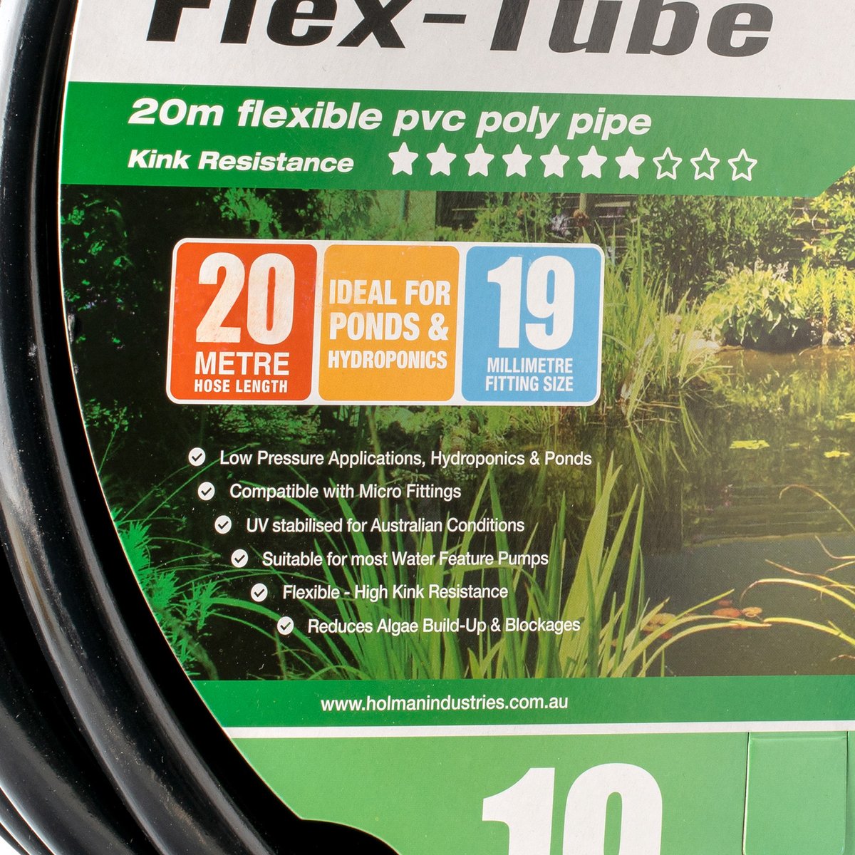 Holman 19mm Flex Tube 20m PVC Reduces Algae Build-Up Black - SuperSaverAU - view 4
