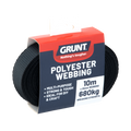 Grunt 25mm x 10m Black Polyester Poly Webbing