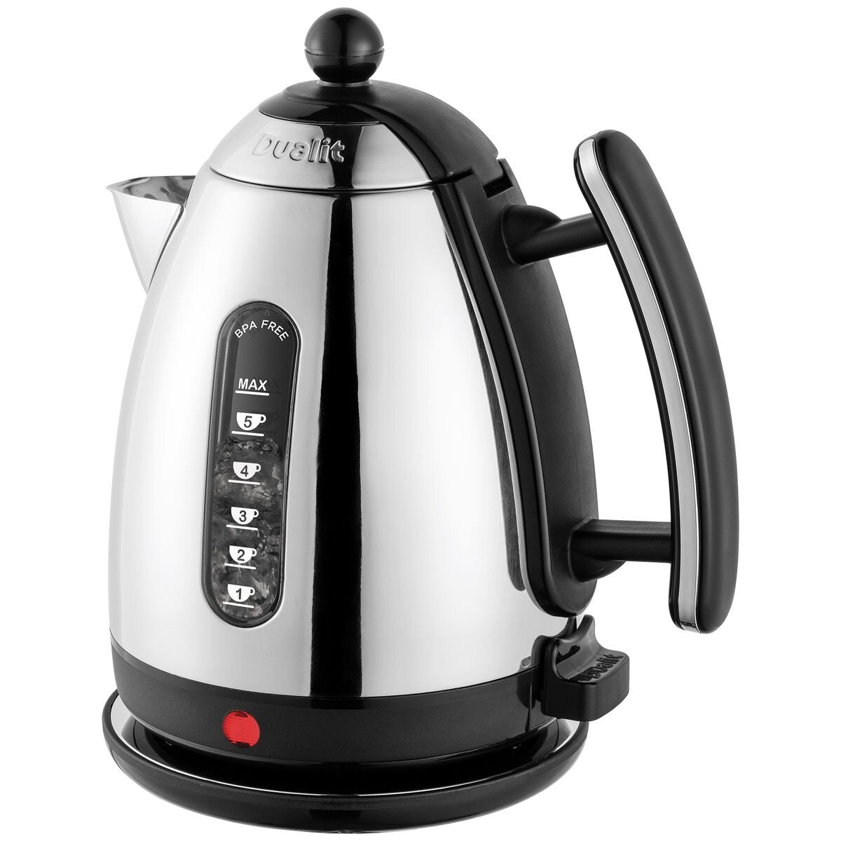 Dualit Jug Kettle 1.5L - Gloss Black Polished Finish, 2400W Rapid Boil, 360 Degree Base - DU72040