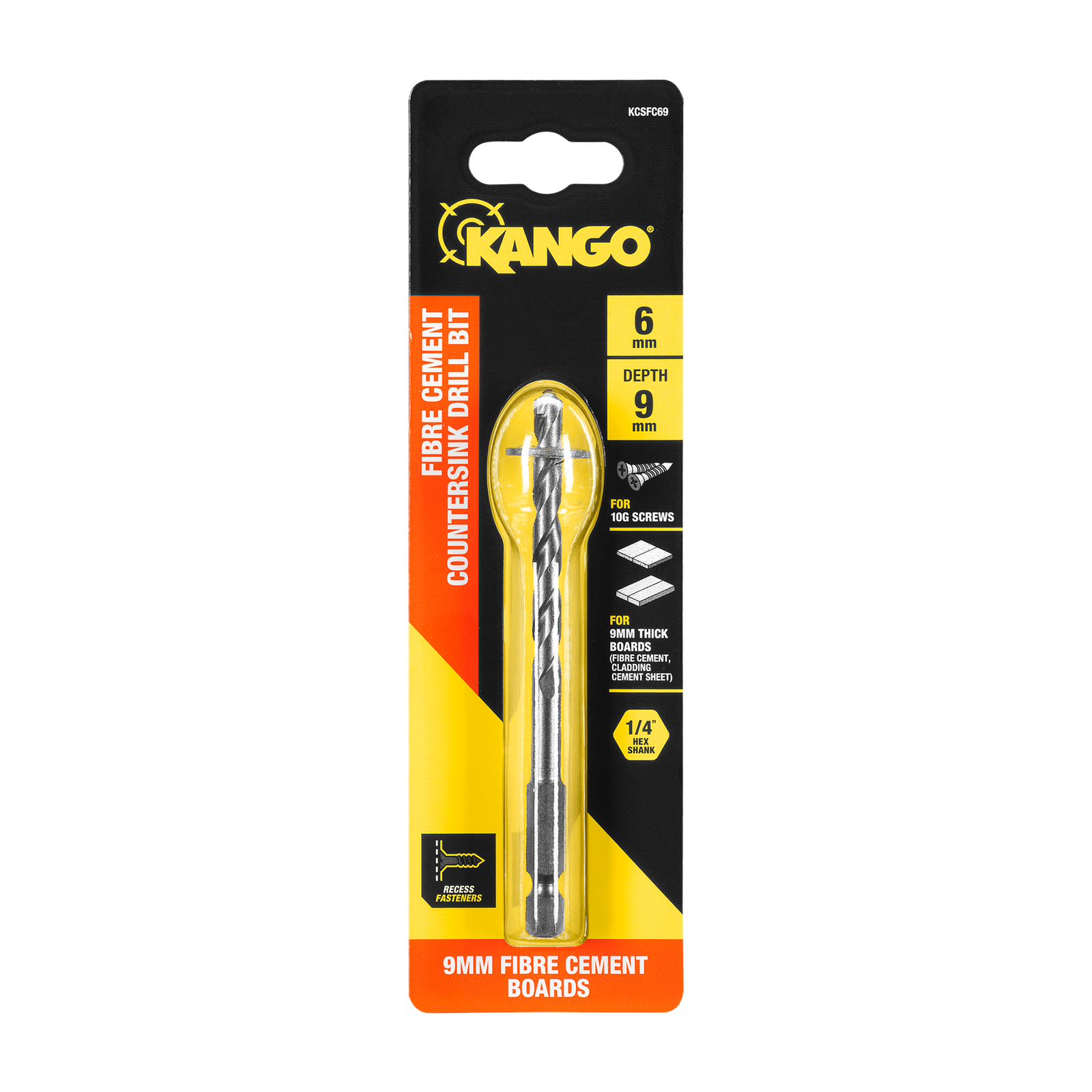 Kango 6 x 9mm Fibre Cement Countersink Drill Bit, 1/4" Hex Shank
