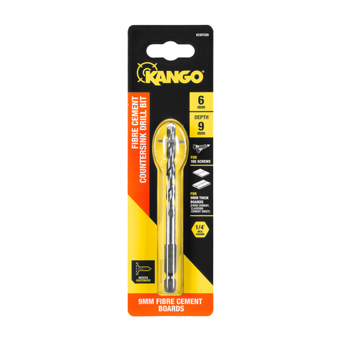 Kango 6 x 9mm Fibre Cement Countersink Drill Bit, 1/4" Hex Shank