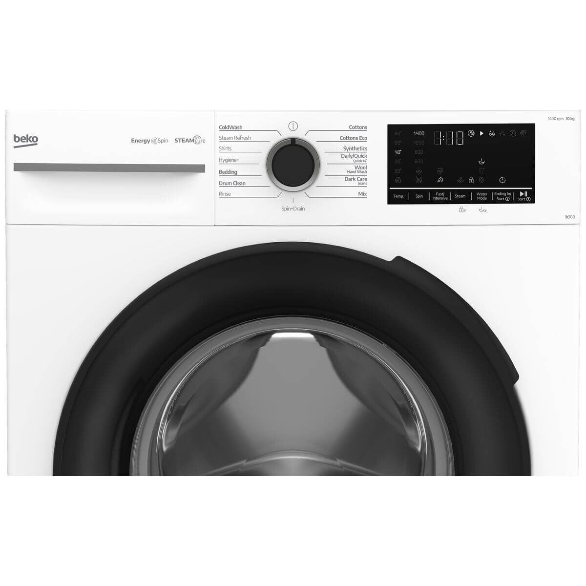 Beko 10kg Front Load Washing Machine - White, SteamCure, EnergySpin, ColdWash, Hygiene+ Cycle - BFLB1010W