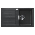 Abey Single Bowl Topmount Sink - 23L Granite Cristadur, Left Hand Drainer, Magma Black - D100BR