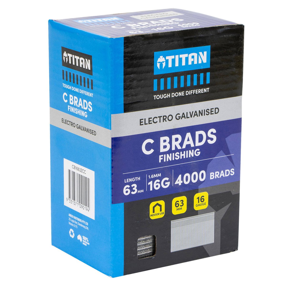 Titan 63mm Electro Galvanised Straight Collated Nail C Brads Pack 4000 - 16 Gauge - Durable - Chisel Point Design - SuperSaverAU - view 2