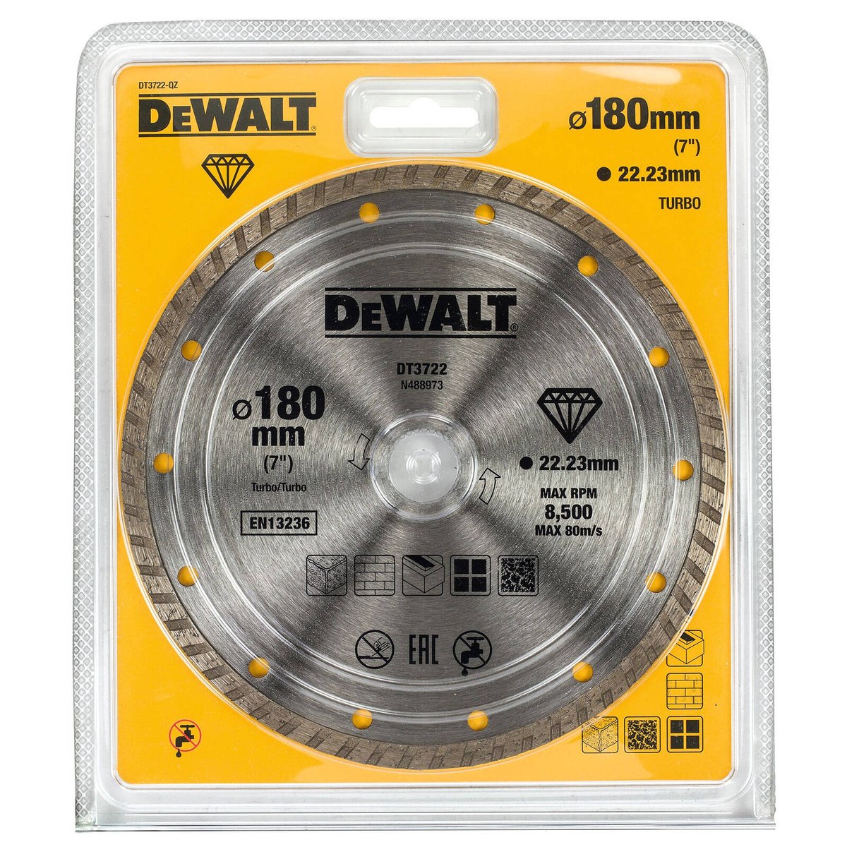 Dewalt Turbo Diamond Wheel - 180mm x 22mm - All Purpose Cutting Disc - SuperSaverAU - view 2