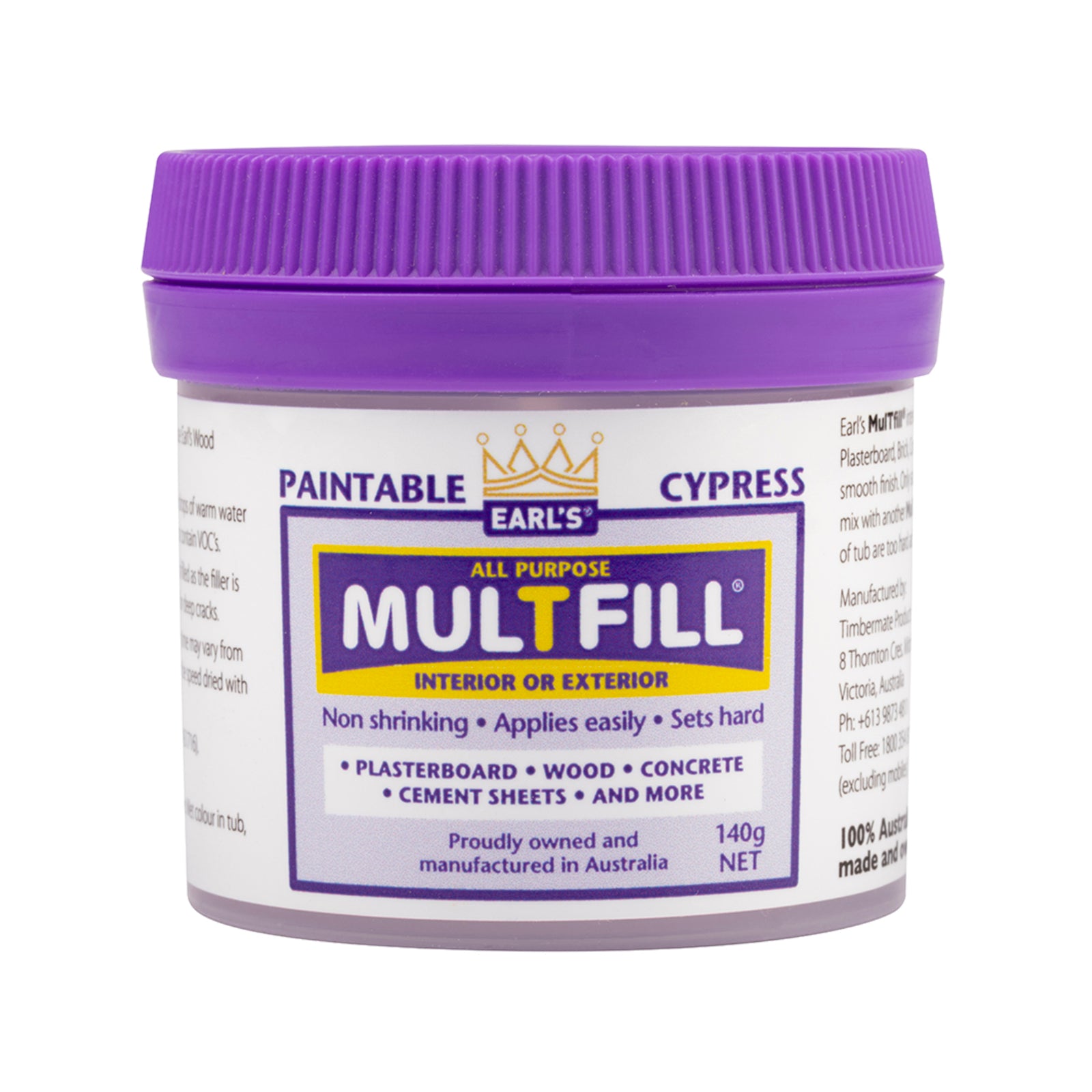 Earl's MulTfill Ready To Use Filler 140g Cypress Water Based