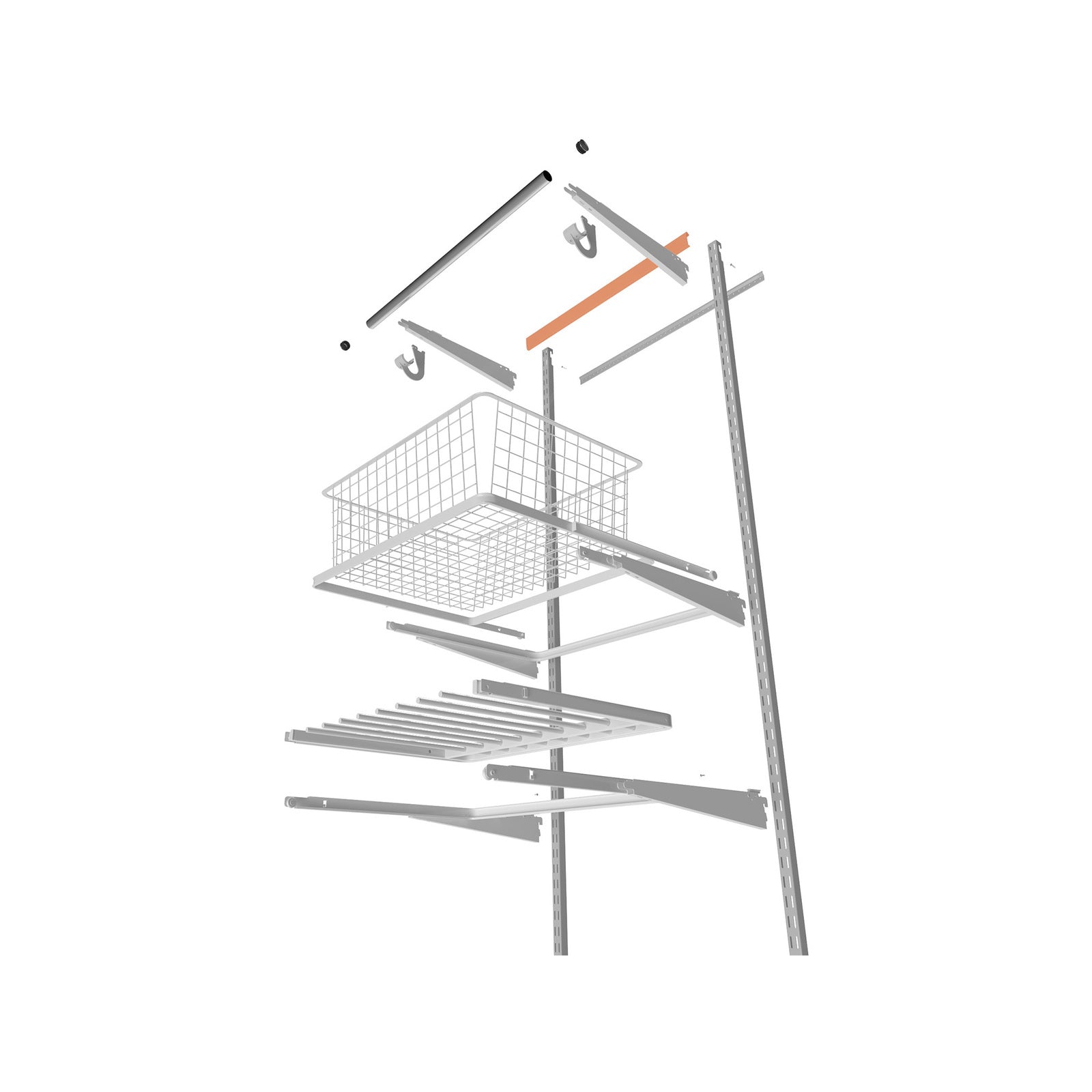 Flexi Storage Home Solutions White Double Slot Hang Track Cover - 558mm Plastic Spacer
