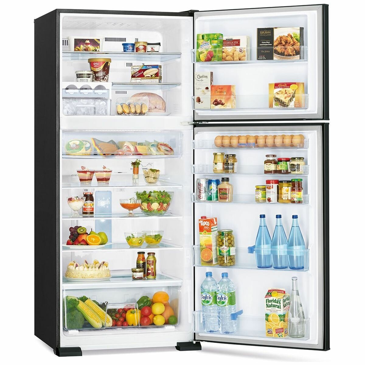 Mitsubishi Electric 505L Top Mount Fridge - Shiny Black, Frost Free, Multi Airflow - MR-505ER-SB-A