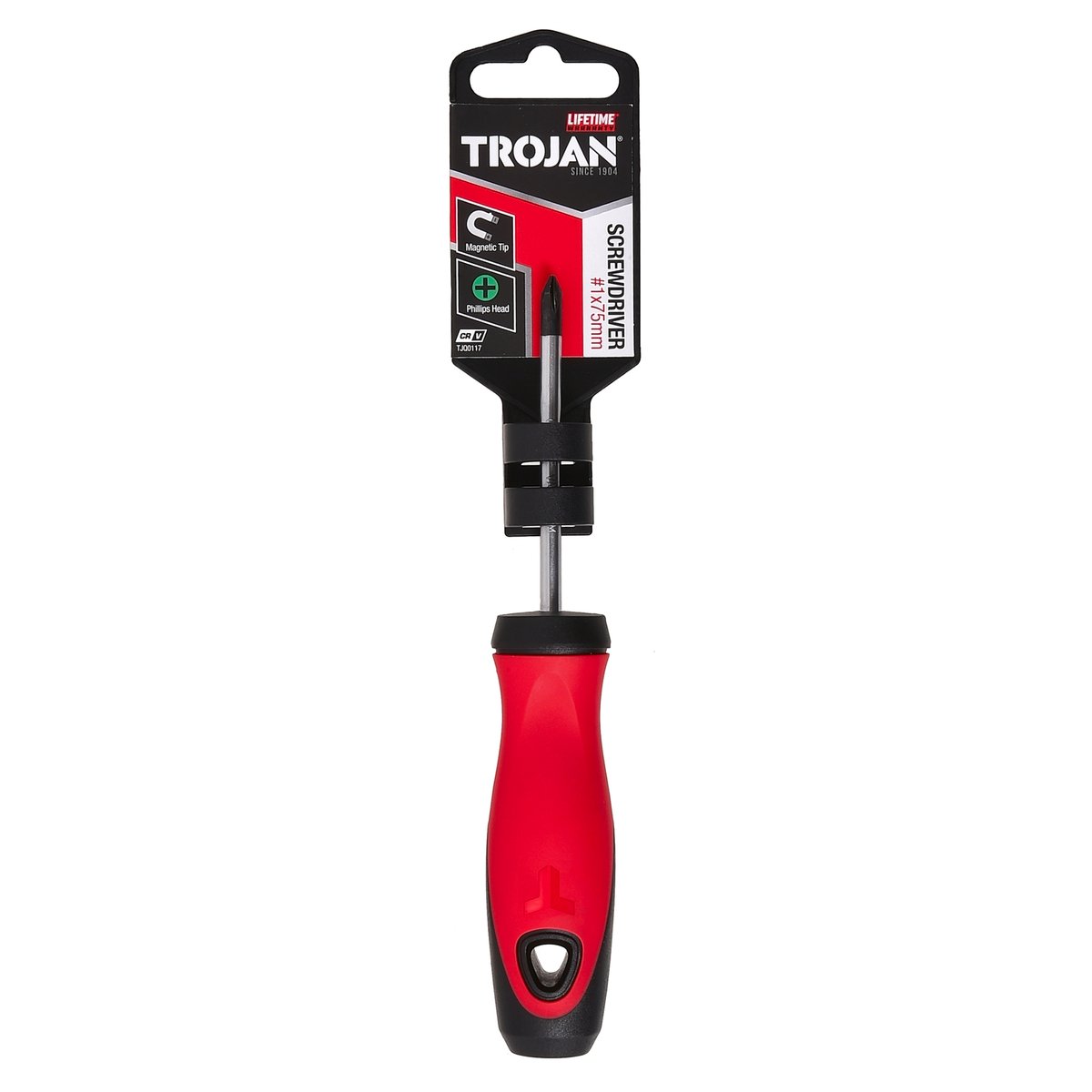 Trojan 75mm No 1 Phillips Screwdriver - Magnetic Tip - Red and Black - SuperSaverAU - view 5
