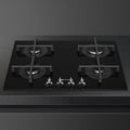 Smeg 60cm 4 Burner Gas on Glass Cooktop - Black Tempered Glass - Wok Burner - PV364NAU