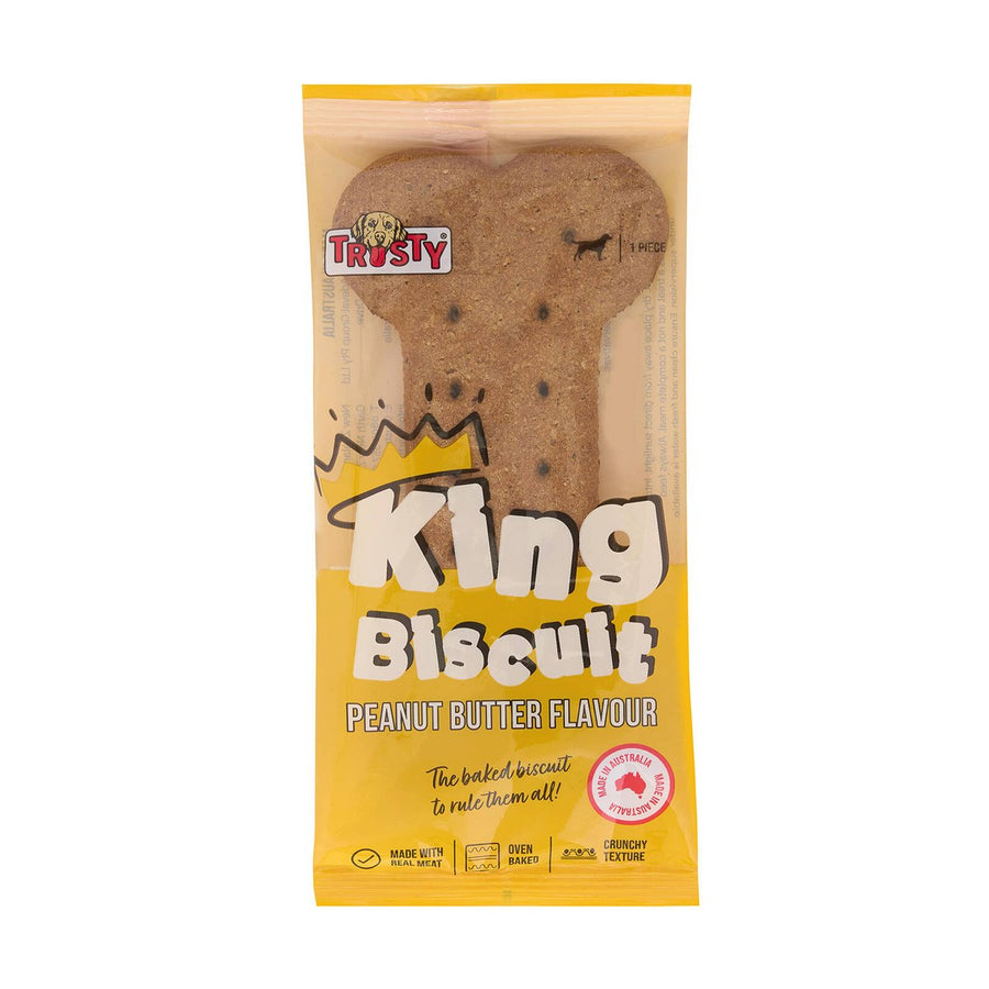 Trusty Peanut Butter Flavour King Biscuit Dog Treats - 1 Piece - 200mm x 90mm - Dental Care - SuperSaverAU - view 1