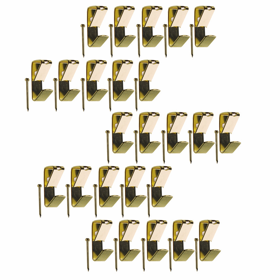 Everhang 8kg Brass Plated Steel Picture Hanging Angle Drive Hook - 25 Pack