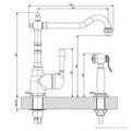 Armando Vicario Provincial Kitchen Mixer Tap with Side Spray - Bronze - 4 Star WELS - 7.5L/min - 400073BR