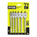 Ryobi 6 Piece Spade Bit Set - Wing Spur for Fast Timber Holes