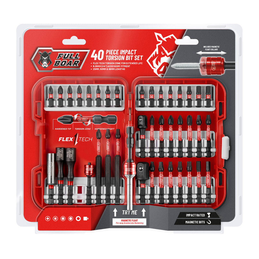 Full Boar 40 Piece Impact Torsion Bit Set 6.35mm