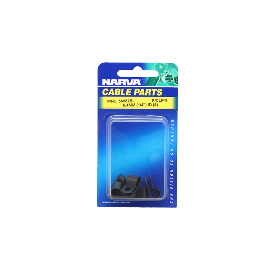Narva Nylon Cable Clamps 6.4mm UV Weather Resistant Black 5 Pack - SuperSaverAU - view 1