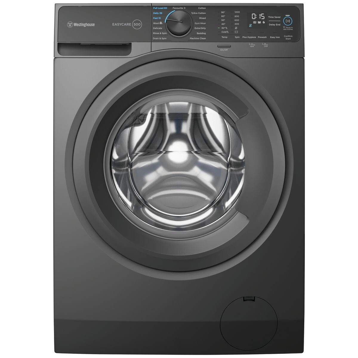 Westinghouse EasyCare 500 9kg Front Load Washing Machine - Grey, 1200rpm Spin, Delay End - WWF9024M5SAS