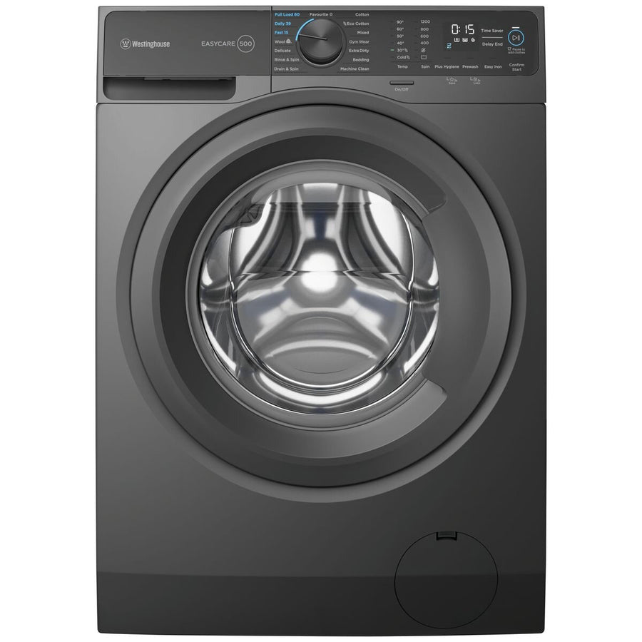 Westinghouse EasyCare 500 9kg Front Load Washing Machine - Grey, 1200rpm Spin, Delay End - WWF9024M5SAS