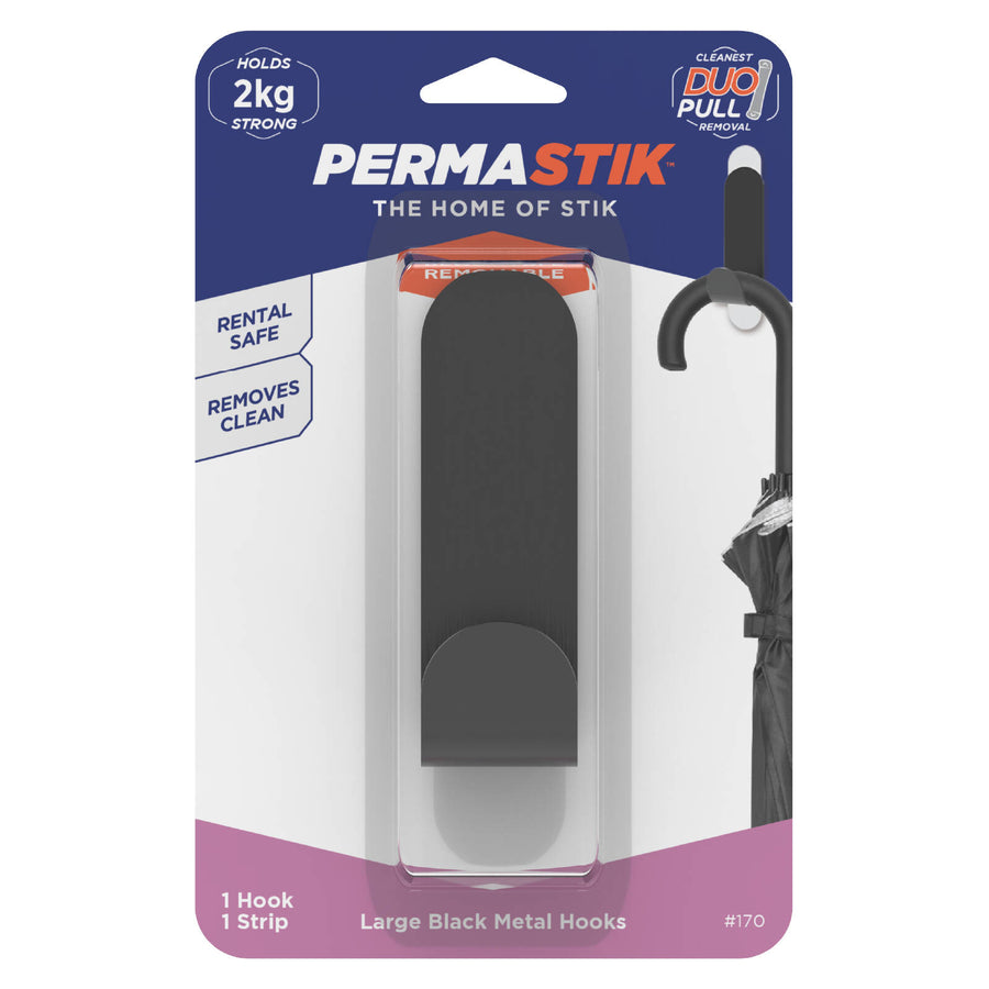 Permastik Large Matte Black Stainless Steel Hook