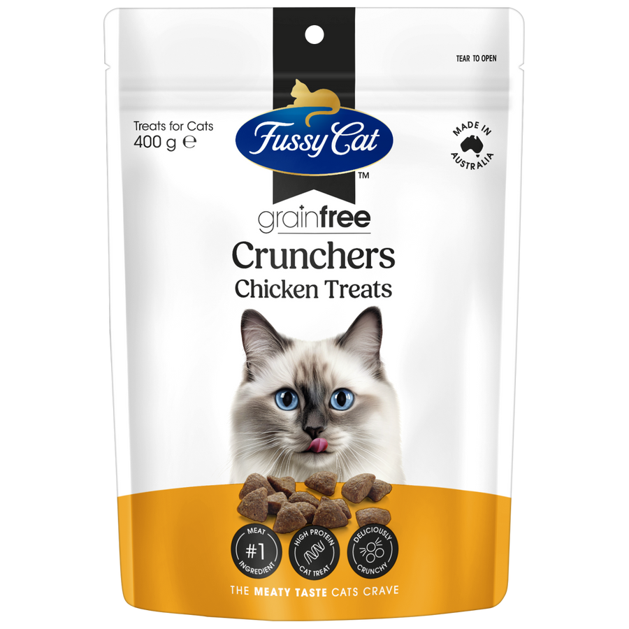 Fussy Cat 400g Chicken Crunchers Cat Treats - Grain-Free - High Protein - SuperSaverAU - view 1