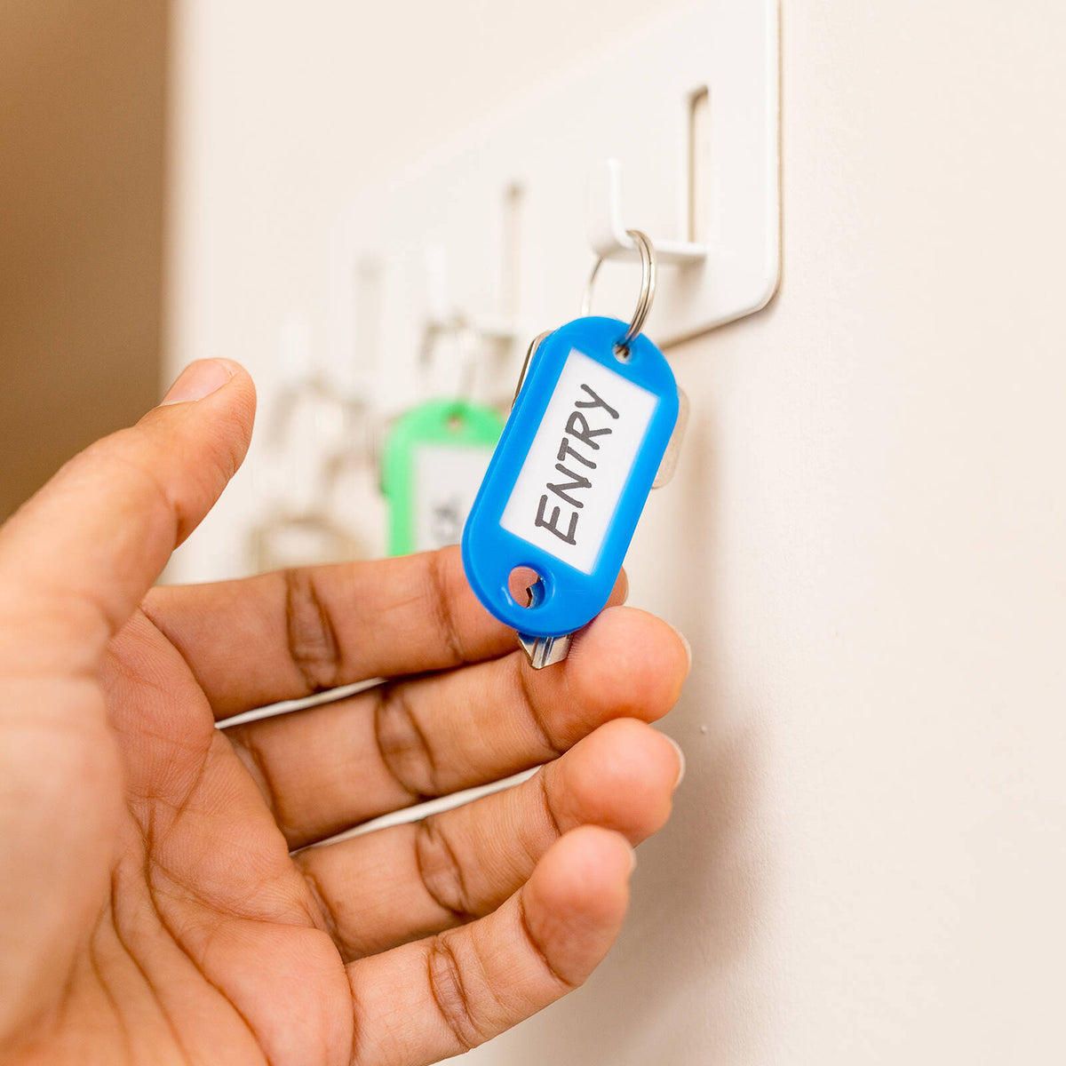 Taskmaster Key Tags with Ring, 60 x 22mm, Assorted Colours, 50 Pack