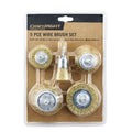 Craftright 5 Piece Wire Brush Set, Brass & Steel, Cup & Wheel Brushes