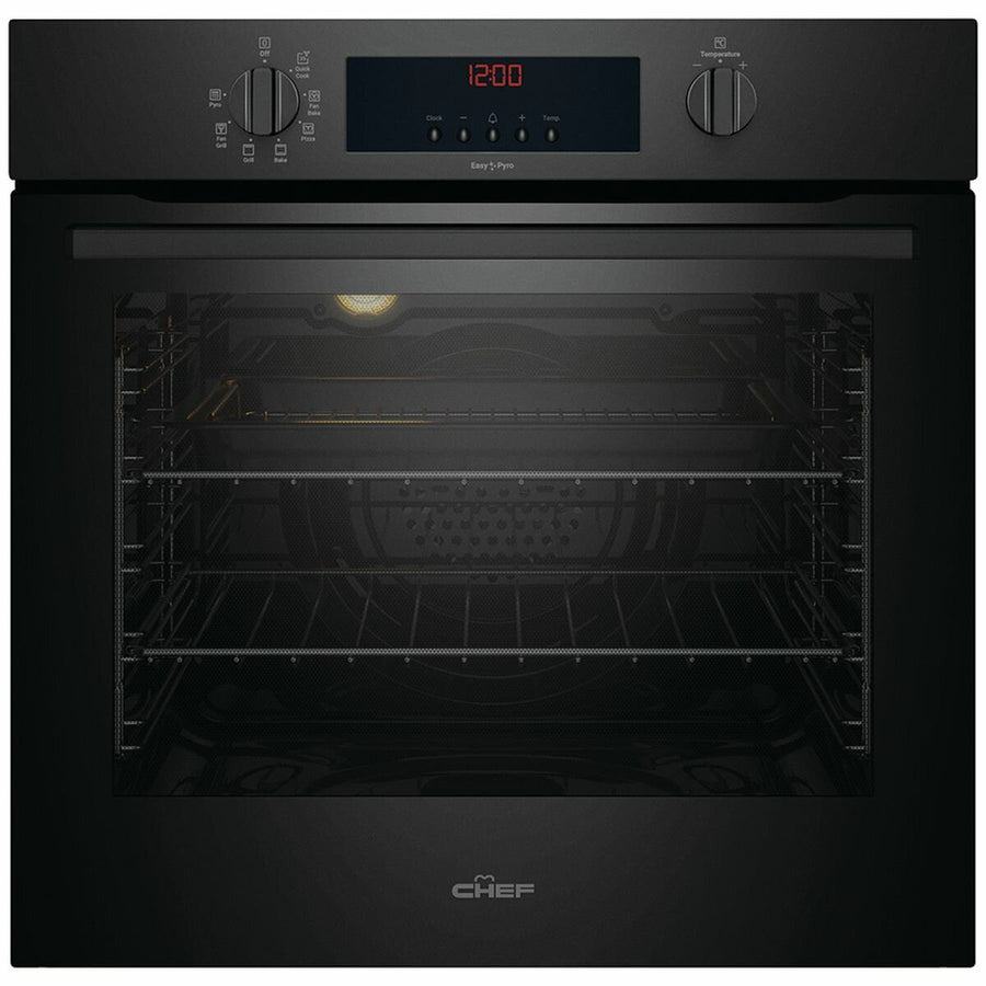 Chef 60cm Electric Built-In Multi-Function Oven with Easy Pyro Clean - 80L, 7 Functions, Black - CVEP614DB