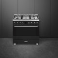 Smeg 90cm Classic Dual Fuel Freestanding Oven - Matte Black, Six Burners, 126L Capacity - CS9GMMBA2