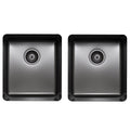 Titan double bowl kitchen sink - equal bowls, matte gunmetal finish, 304 stainless steel - TSGM4040