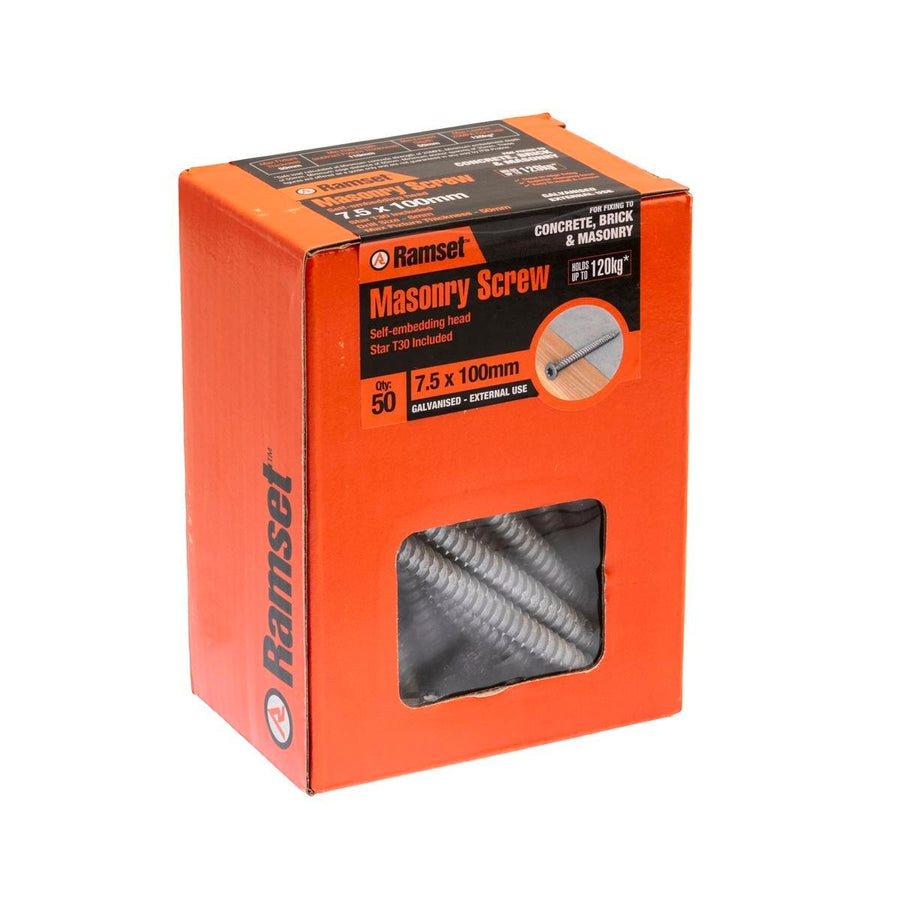 Ramset Masonry Anchor Screw - 7.5mm x 100mm - Galvanised - Removable - SuperSaverAU - view 1