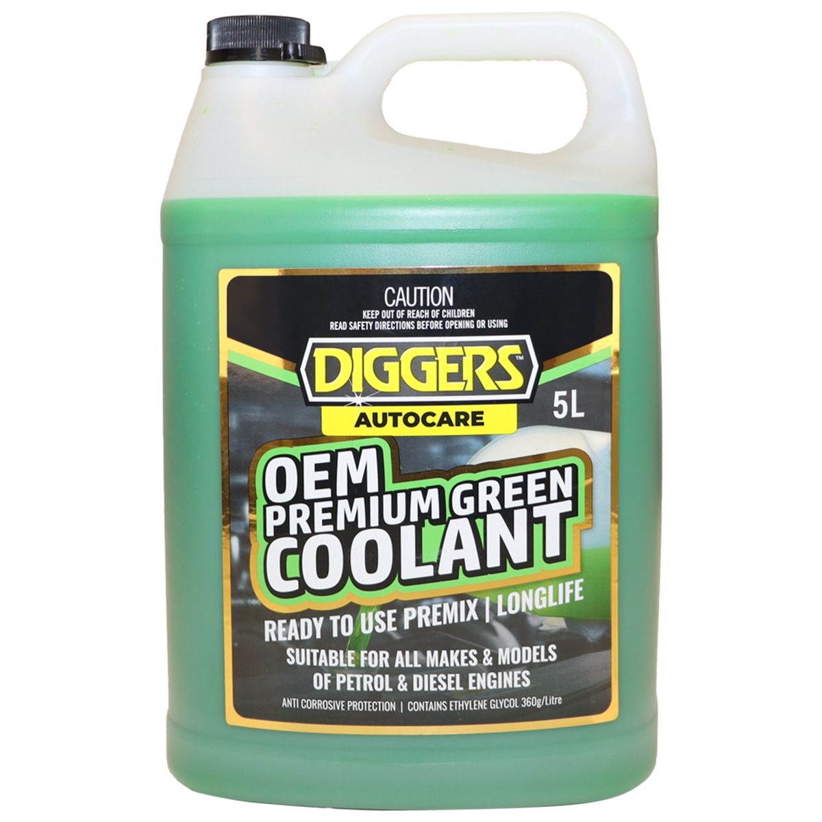Diggers 5L OEM Premium Green Coolant - Anti-Corrosive Protection - Ready to Use - SuperSaverAU - view 1