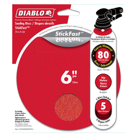 Diablo 150mm Abrasive Random Orbital Sheet 5 Pack 80 Grit Ceramic - SuperSaverAU - view 1