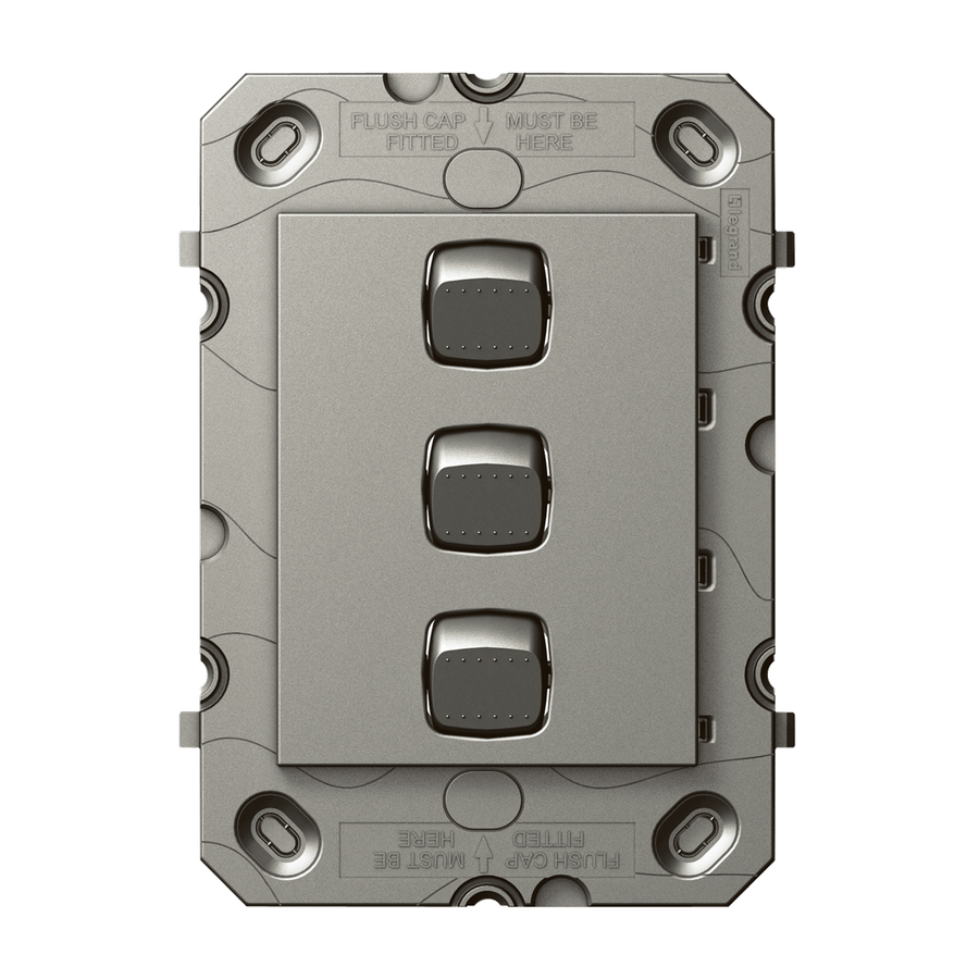 Hpm Arteor 3 Gang Wall Switch Grid - Magnesium - 113mm x 77mm - Modern Design - SuperSaverAU - view 1