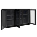 Husky 307L triple door outdoor beverage fridge - black, anti-condensation glass doors - ALFC3BLK840ELB