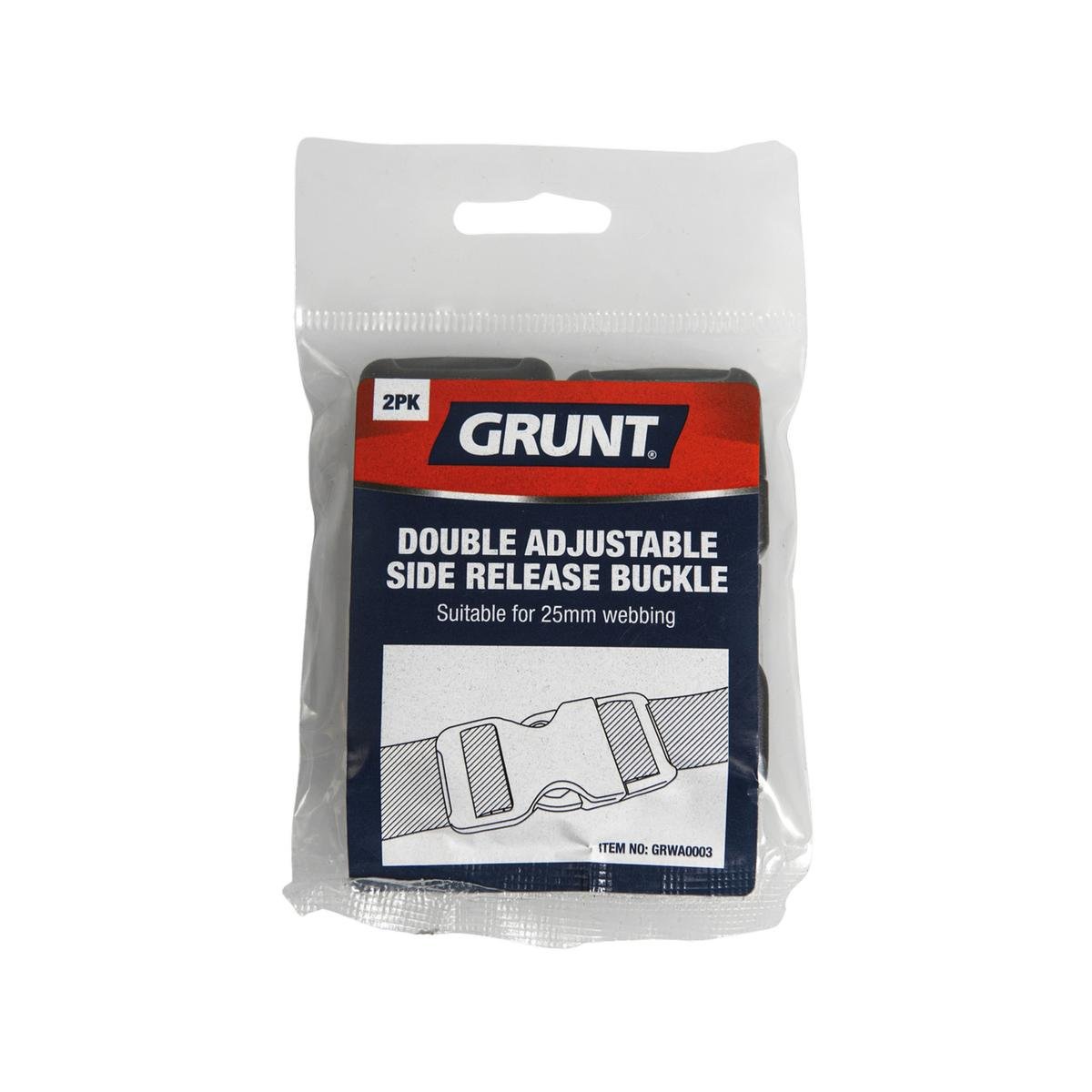 Grunt 25mm Double Adjustable Side Release Buckle 2 Pack - POM - Versatile - SuperSaverAU - view 1