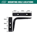 Carinya 100 x 75mm Black Powder Coated Steel Angle Bracket, 50kg, Wall Mount
